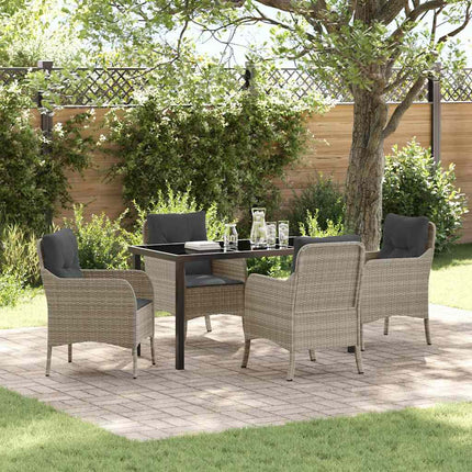 Have Spisebordssæt med pude 5 pcs Lysegrå polyrattan