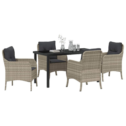 Have Spisebordssæt med pude 5 pcs Lysegrå polyrattan