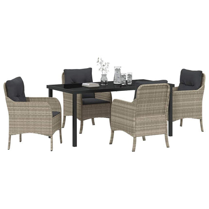 Have Spisebordssæt med pude 5 pcs Lysegrå polyrattan