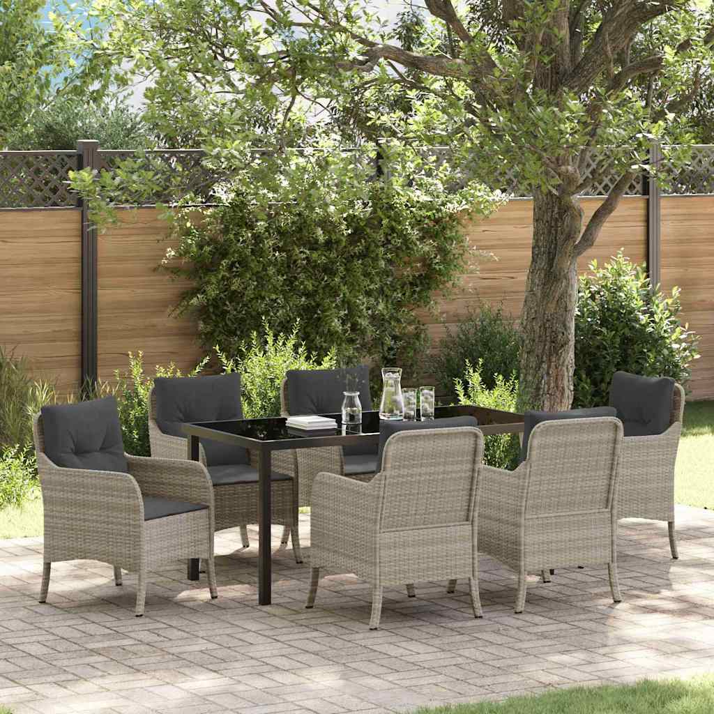 Have Spisebordssæt med pude 7 pcs Lysegrå polyrattan