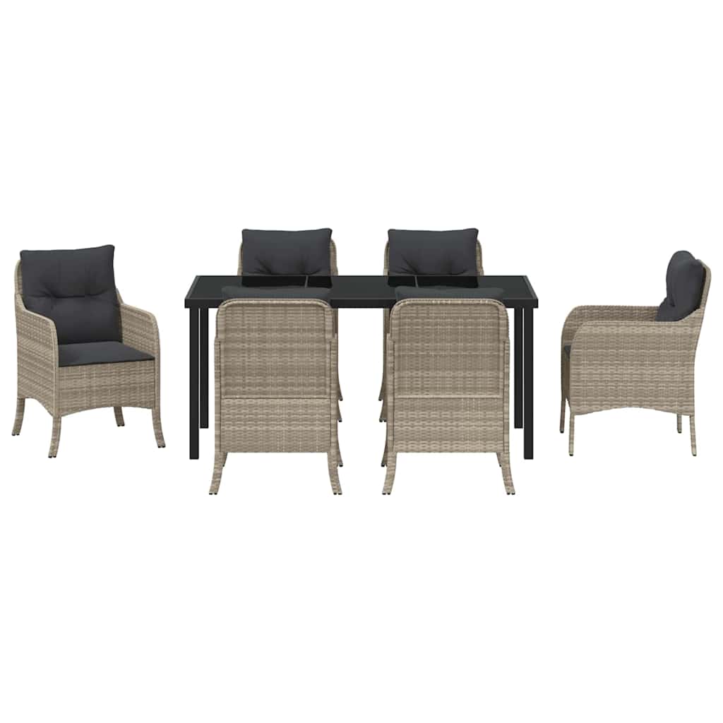 Have Spisebordssæt med pude 7 pcs Lysegrå polyrattan