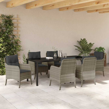 Have Spisebordssæt med pude 7 pcs Lysegrå polyrattan