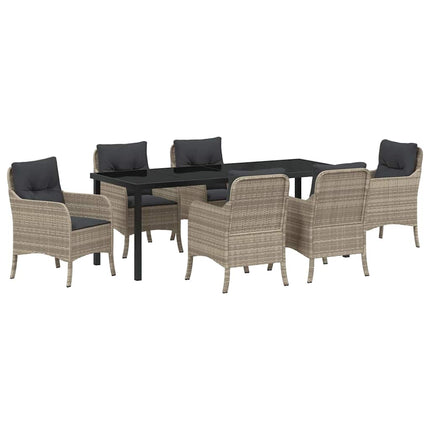 Have Spisebordssæt med pude 7 pcs Lysegrå polyrattan
