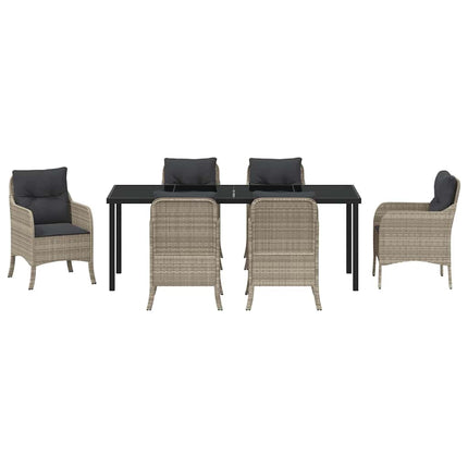 Have Spisebordssæt med pude 7 pcs Lysegrå polyrattan