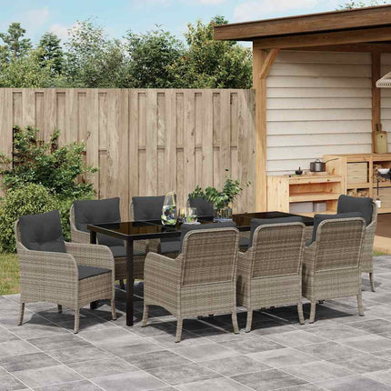 Have Spisebordssæt med pude 9 pcs Lysegrå polyrattan
