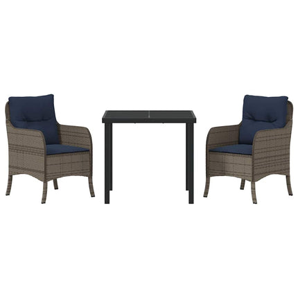 Have Spisebordssæt med pude 3 pcs Grå polyrattan