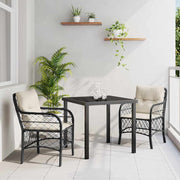 Have Spisebordssæt med pude 3 pcs Sort polyrattan