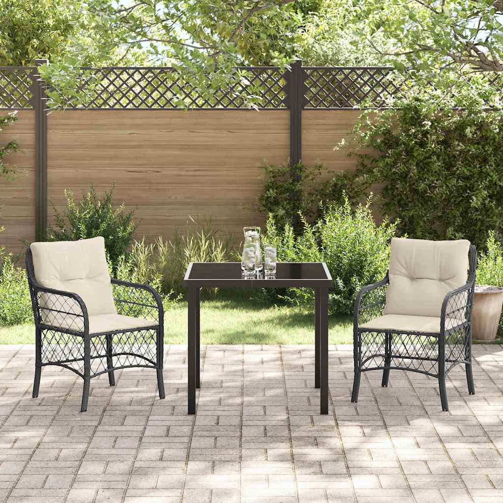 Have Spisebordssæt med pude 3 pcs Sort polyrattan