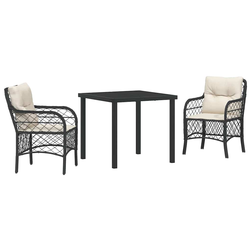 Have Spisebordssæt med pude 3 pcs Sort polyrattan