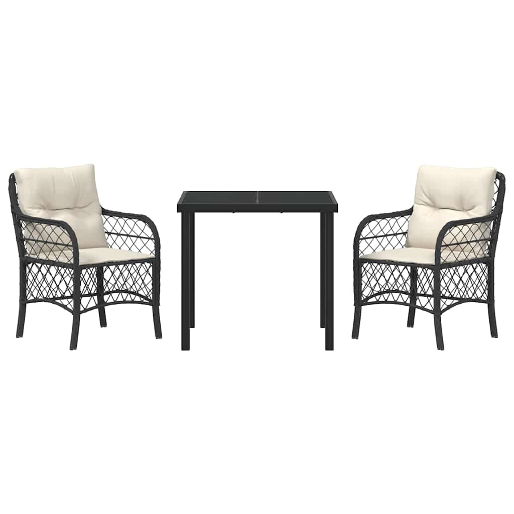 Have Spisebordssæt med pude 3 pcs Sort polyrattan