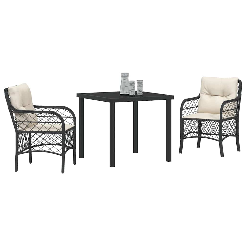 Have Spisebordssæt med pude 3 pcs Sort polyrattan