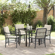 Have Spisebordssæt med pude 5 pcs Sort polyrattan