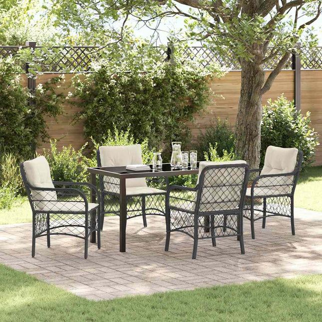Have Spisebordssæt 5 stk. Sort polyrattan