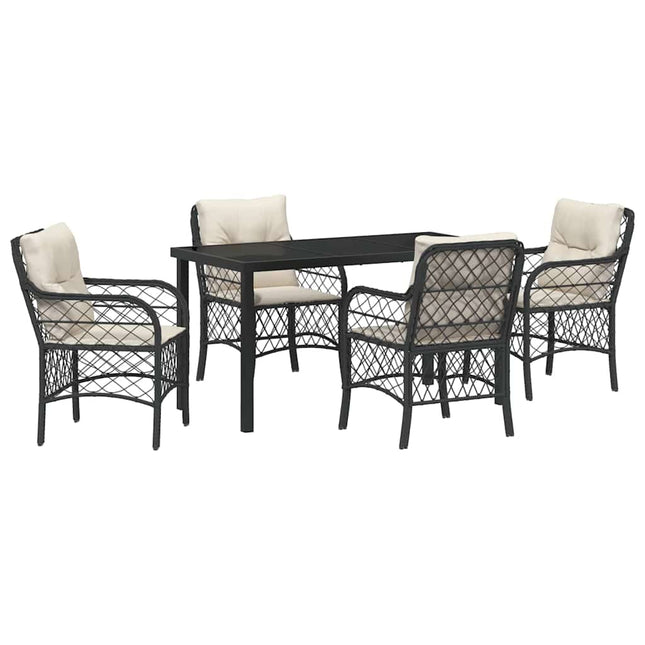 Have Spisebordssæt 5 stk. Sort polyrattan