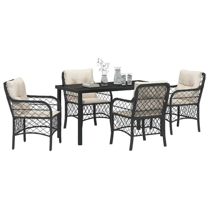 Have Spisebordssæt med pude 5 pcs Sort polyrattan
