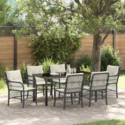 Have Spisebordssæt med pude 7 pcs Sort polyrattan