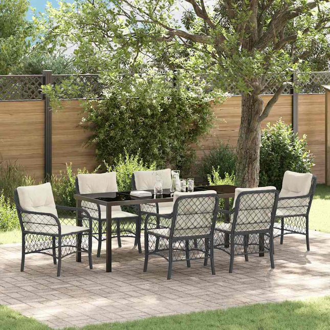 Have Spisebordssæt 7 stk. Sort polyrattan