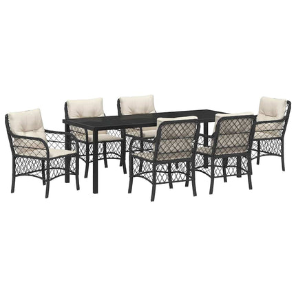 Have Spisebordssæt med pude 7 pcs Sort polyrattan
