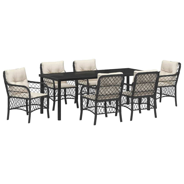 Have Spisebordssæt 7 stk. Sort polyrattan