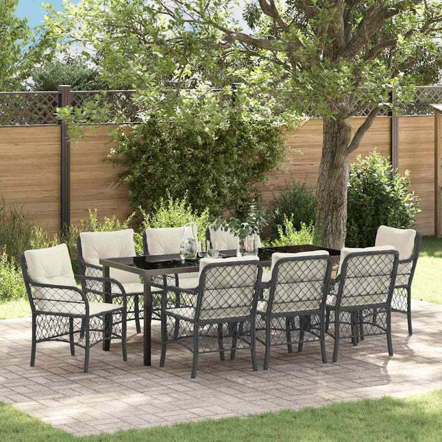 Have Spisebordssæt 9 stk. Sort polyrattan