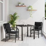 Have Spisebordssæt med pude 3 pcs Sort polyrattan