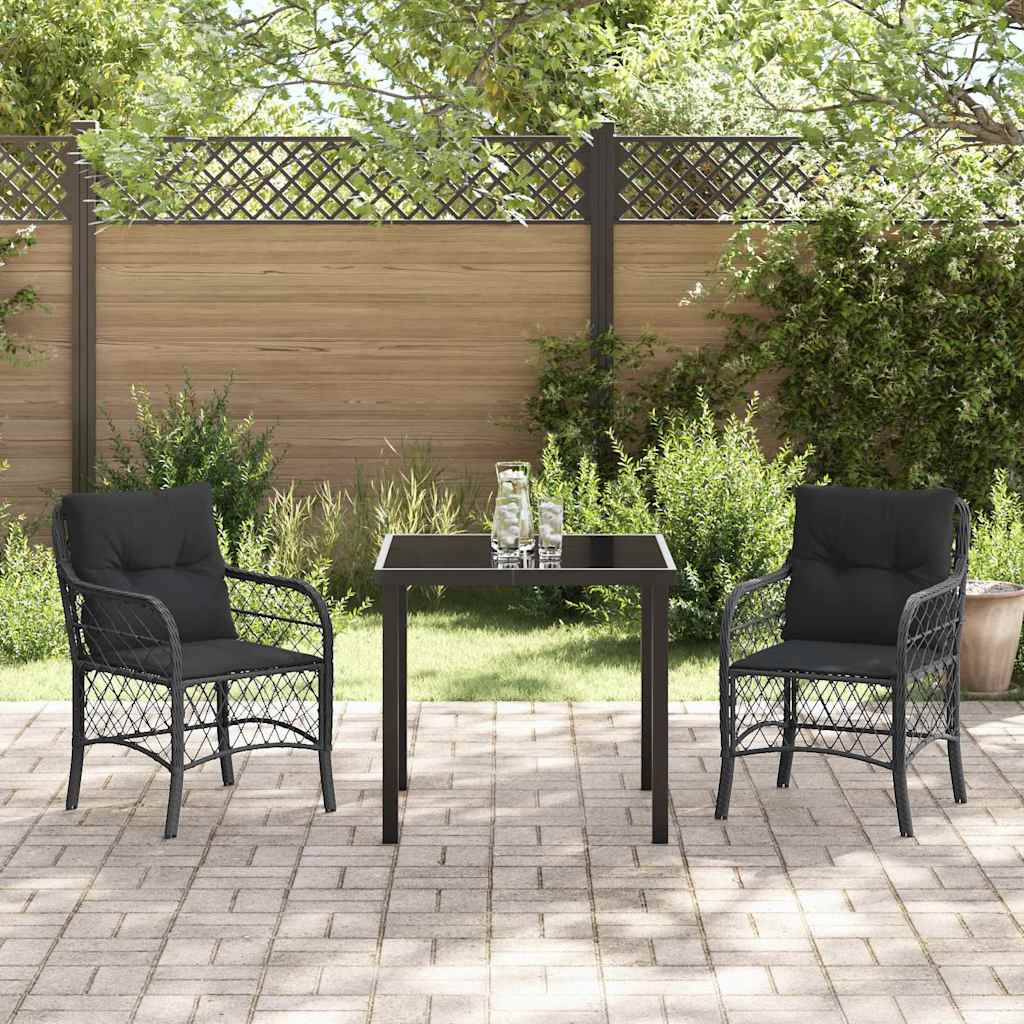 Have Spisebordssæt med pude 3 pcs Sort polyrattan