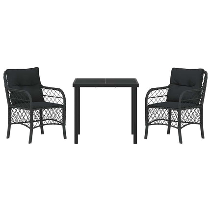 Have Spisebordssæt med pude 3 pcs Sort polyrattan