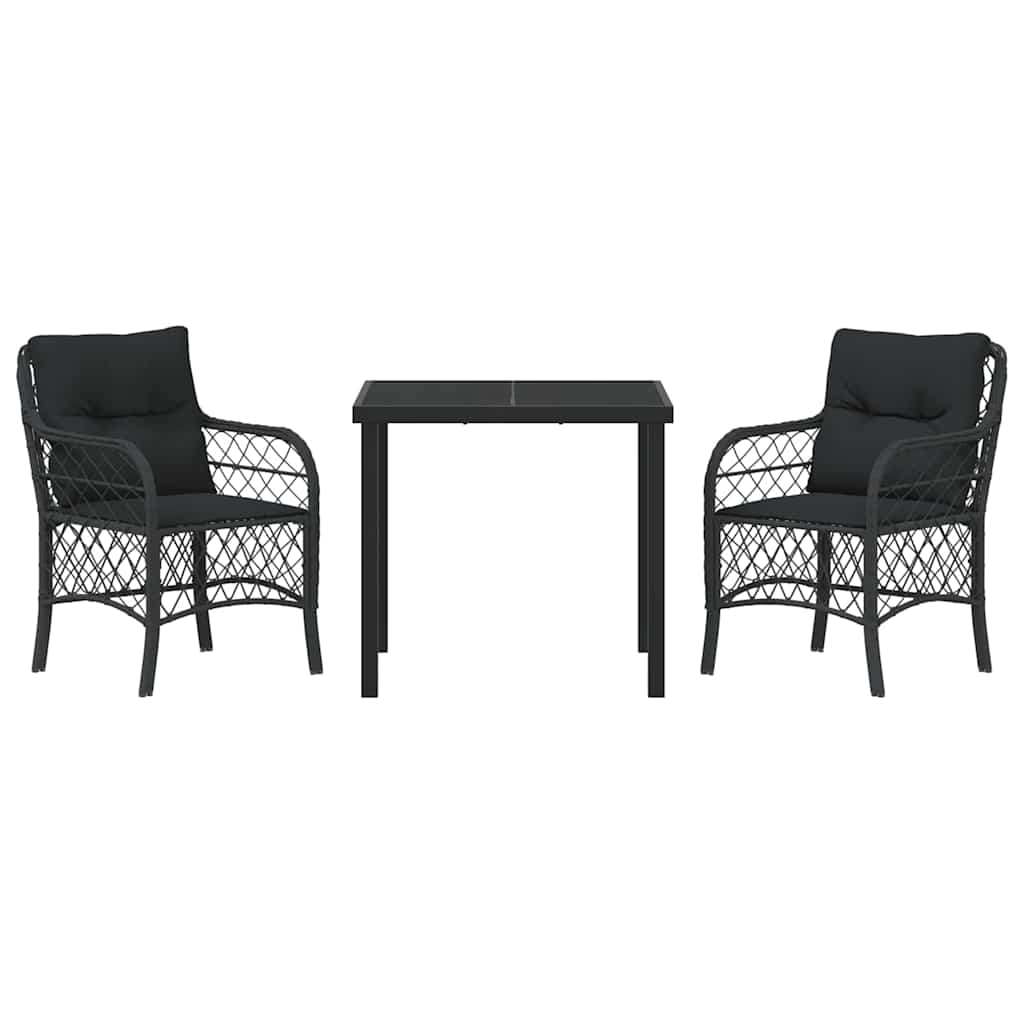 Have Spisebordssæt med pude 3 pcs Sort polyrattan