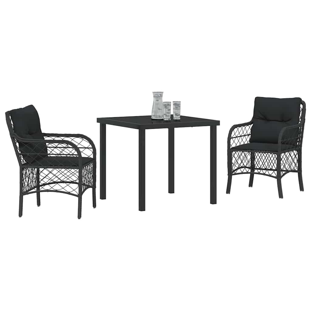 Have Spisebordssæt med pude 3 pcs Sort polyrattan