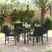 Have Spisebordssæt med pude 5 pcs Sort polyrattan
