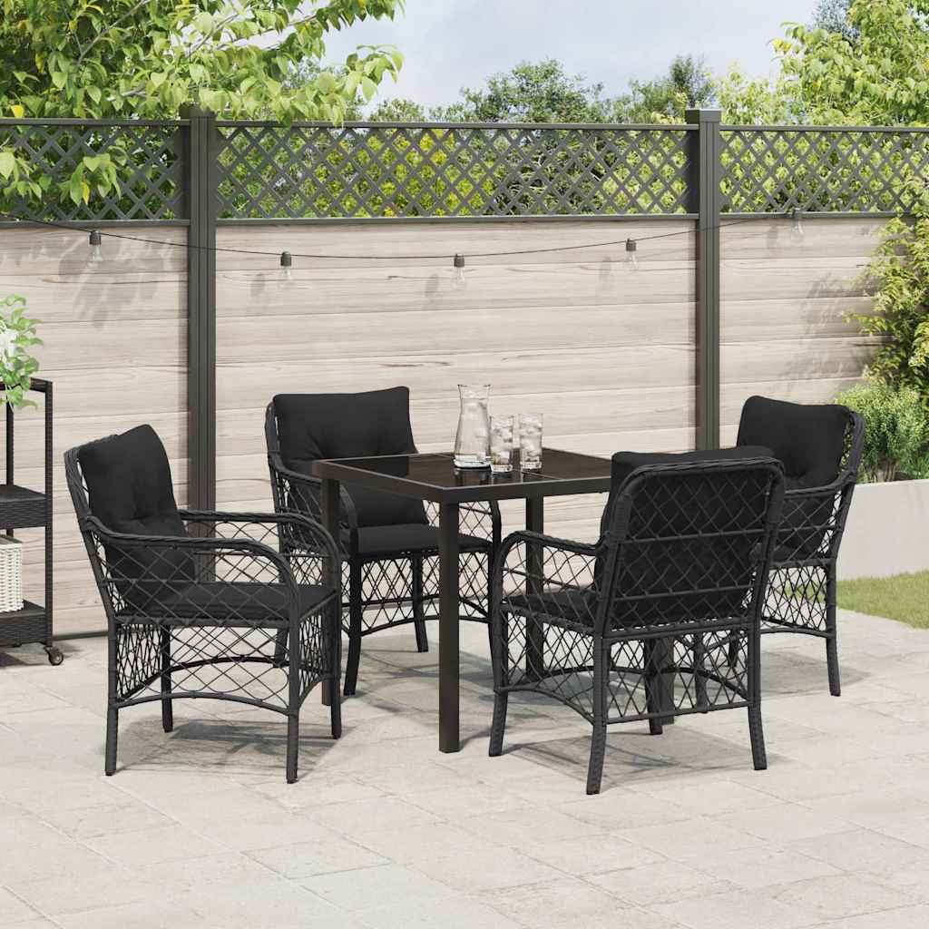 Have Spisebordssæt med pude 5 pcs Sort polyrattan
