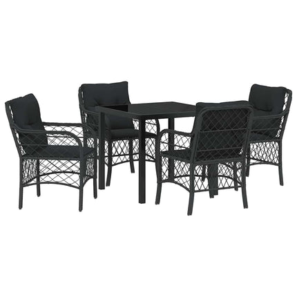 Have Spisebordssæt med pude 5 pcs Sort polyrattan
