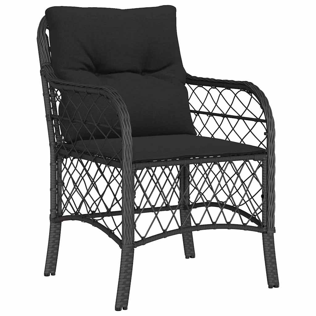 Have Spisebordssæt med pude 5 pcs Sort polyrattan