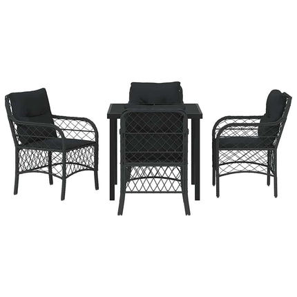Have Spisebordssæt med pude 5 pcs Sort polyrattan