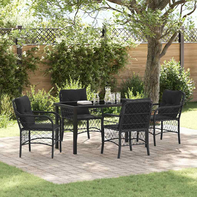 Have Spisebordssæt 5 stk. Sort polyrattan