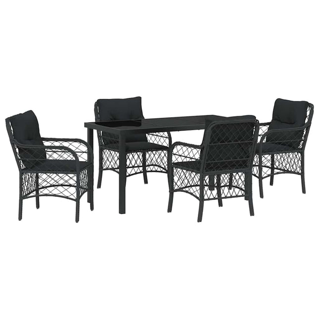 Have Spisebordssæt 5 stk. Sort polyrattan