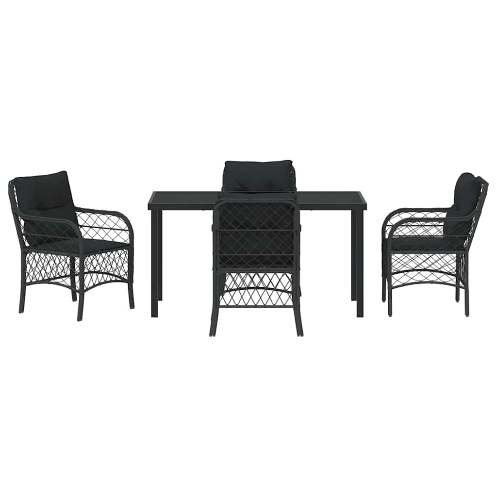 Have Spisebordssæt med pude 5 pcs Sort polyrattan