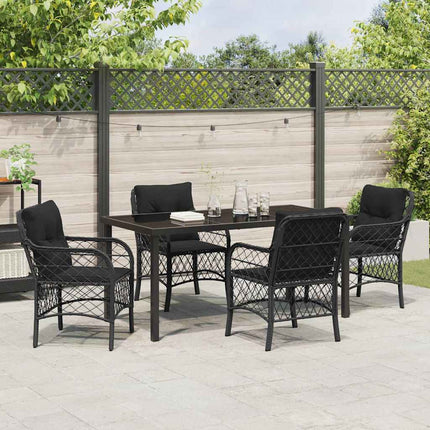 Have Spisebordssæt med pude 5 pcs Sort polyrattan