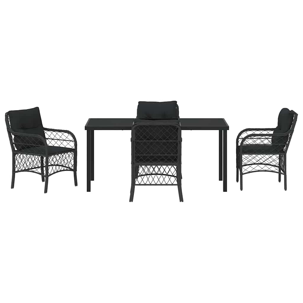Have Spisebordssæt med pude 5 pcs Sort polyrattan