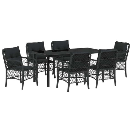 Have Spisebordssæt med pude 7 pcs Sort polyrattan