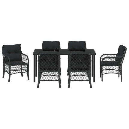 Have Spisebordssæt med pude 7 pcs Sort polyrattan