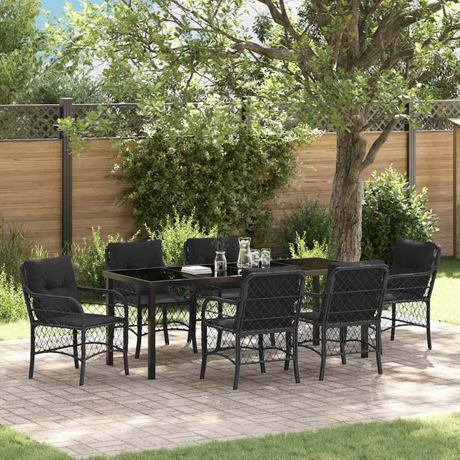 Have Spisebordssæt 7 stk. Sort polyrattan