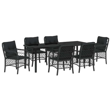 Have Spisebordssæt med pude 7 pcs Sort polyrattan