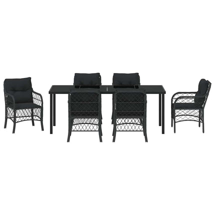 Have Spisebordssæt med pude 7 pcs Sort polyrattan