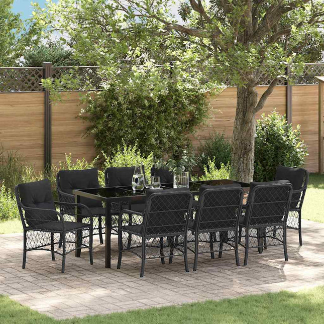 Have Spisebordssæt 9 stk. Sort polyrattan