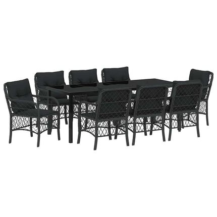 Have Spisebordssæt med pude 9 pcs Sort polyrattan