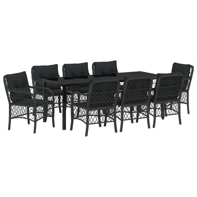 Have Spisebordssæt 9 stk. Sort polyrattan