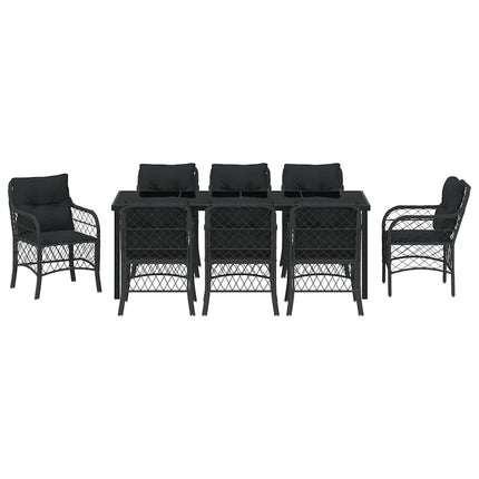 Have Spisebordssæt med pude 9 pcs Sort polyrattan