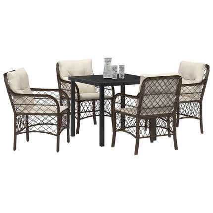 Have Spisebordssæt med pude 5 pcs Brun polyrattan