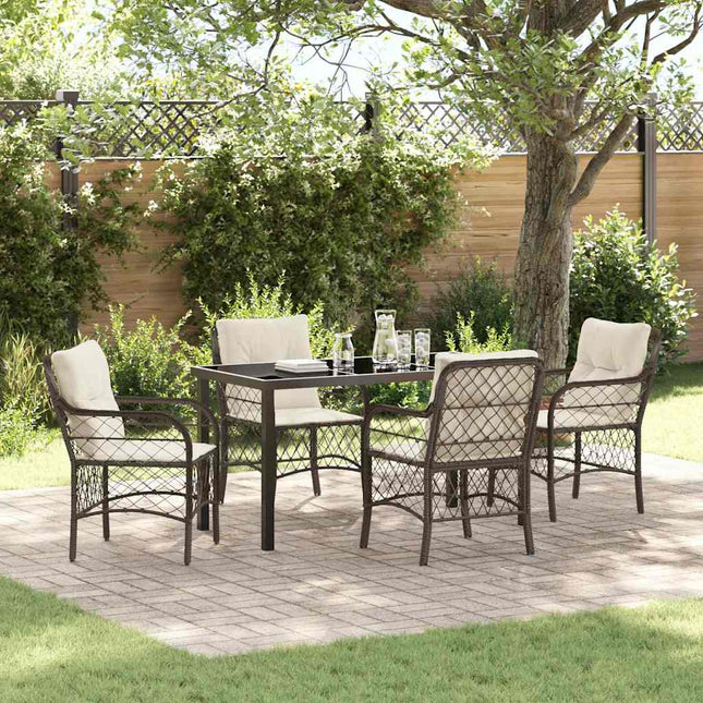 Have Spisebordssæt 5 stk. Brun polyrattan